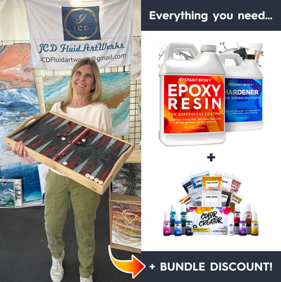 Epoxy Backgammon Board Bundle | Includes Colors + Epoxy | BONUS BUNDLE DISCOUNT IN CART