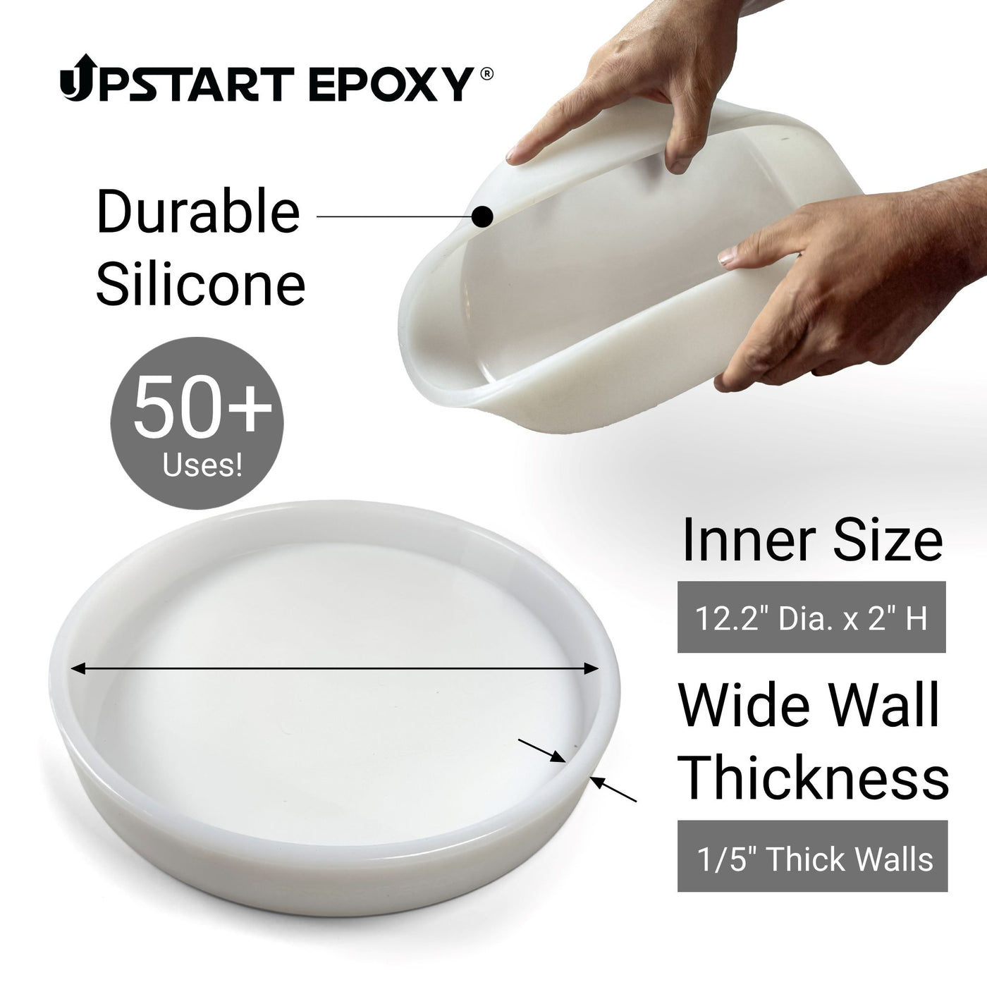 Silicone Mold for Epoxy Resin Casting - 12.2" Dia. x 2" (WHITE)